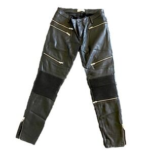Zara Pleather motorcycle pants with zippers Size M/28